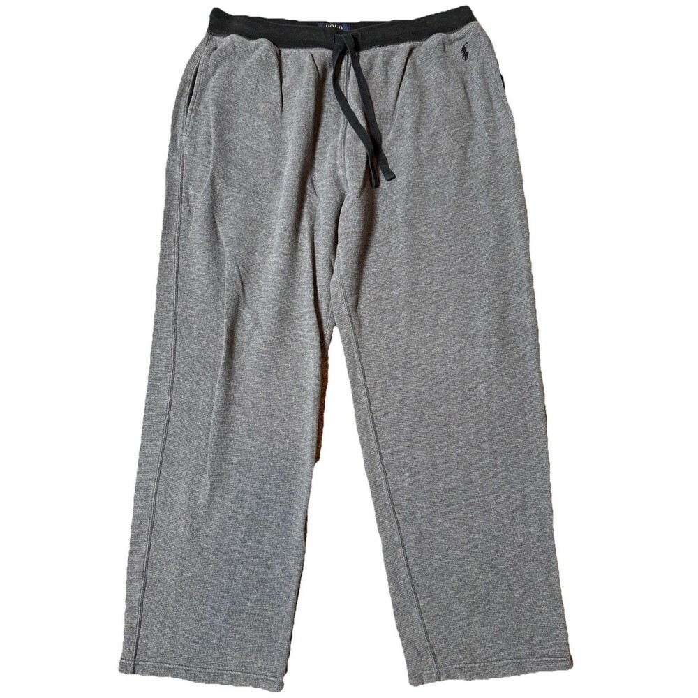 Polo Ralph Lauren Men's XL 100% Cotton PJ Pants With Pockets Waffle Knit Gray